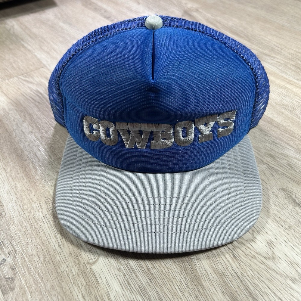 VTG New Era Dallas Cowboys Snapback Hat NFL Football Blue Gray Trucker Cap USA